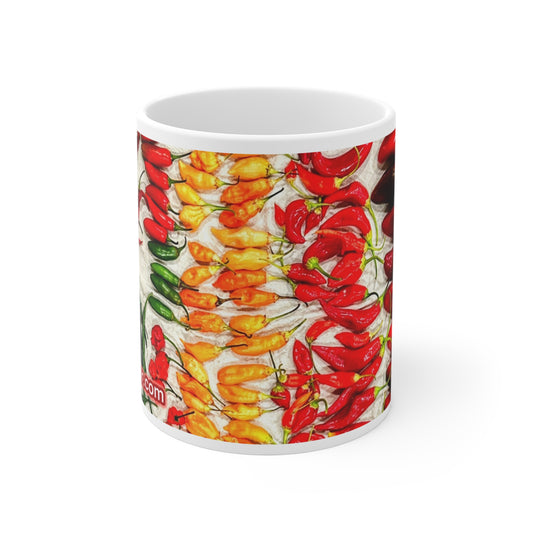 Chili Pepper Mug — Colorful Hot Pepper Kitchen Coffee Cup (11 oz)