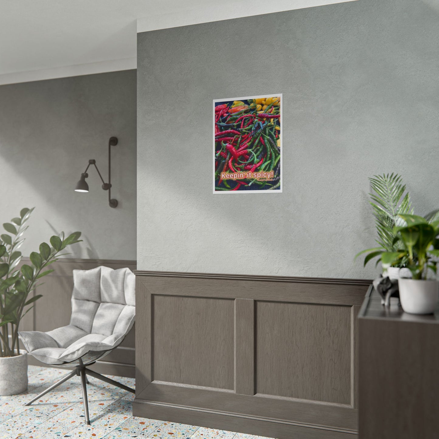 Rolled Poster — Keepin' It Spicy! Colorful Chili Pepper Wall Art