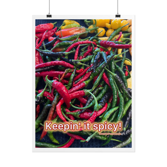 Rolled Poster — Keepin' It Spicy! Colorful Chili Pepper Wall Art