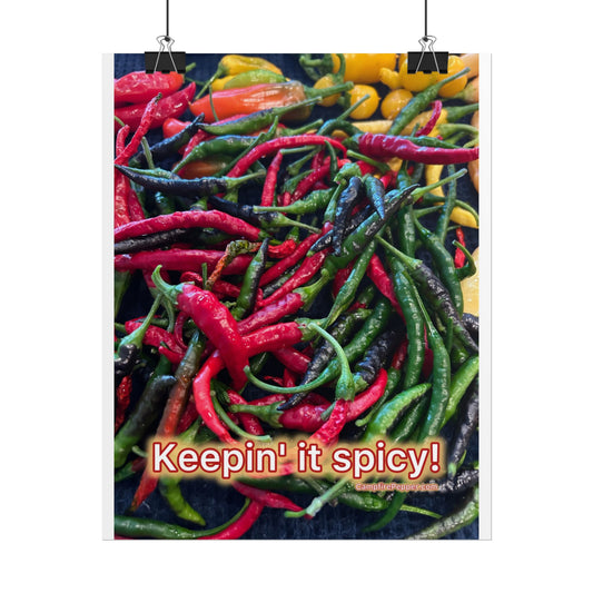 Rolled Poster — Keepin' It Spicy! Colorful Chili Pepper Wall Art